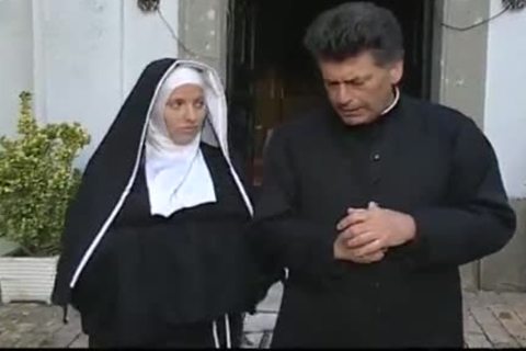 Two Nuns Are Comforting A Sister, But that babe do not Know They're Two concupiscent ladyboys!