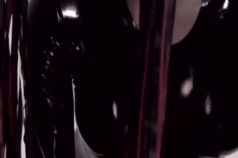 Latex tgirl fucks bondman