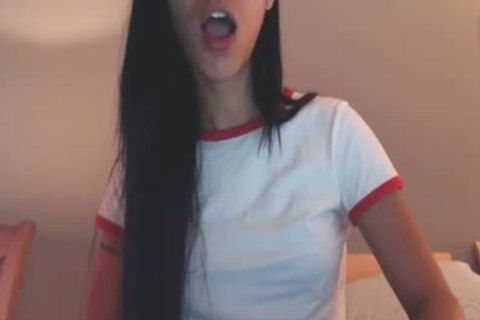 Nerdy shemale With Glasses Masturbates Her large cock Showing ass hole