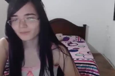 sleazy shemale With Glasses Masturbates All Alone