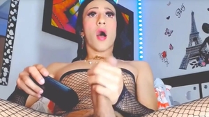 Seductive shemale likes stroking Her giant cock