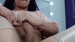 skinny latin chick legal age teenager ladyboy In stockings Plays With Her asshole And gigantic knob On web camera