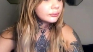big boobs shelady With Full Tattoos Wanks Hard On web camera