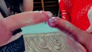 slim ladyman In stockings Rides Her Transfriends knob